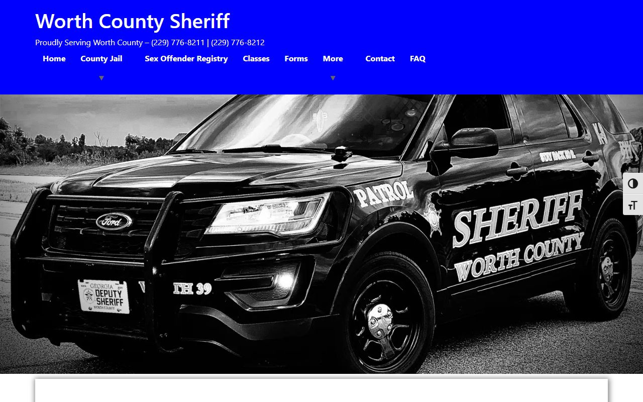 Worth County inmate population Sheriff homepage and jail navigation